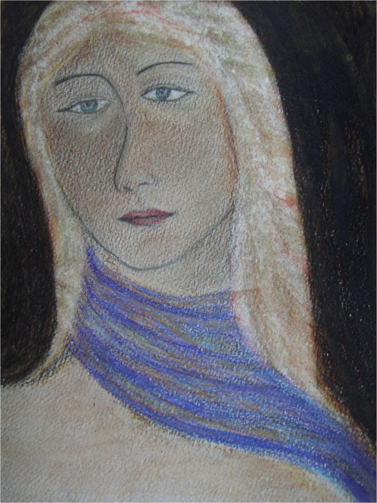 Vierge. Crayon de couleur aquarellable sur papier, 21x30, 2011
