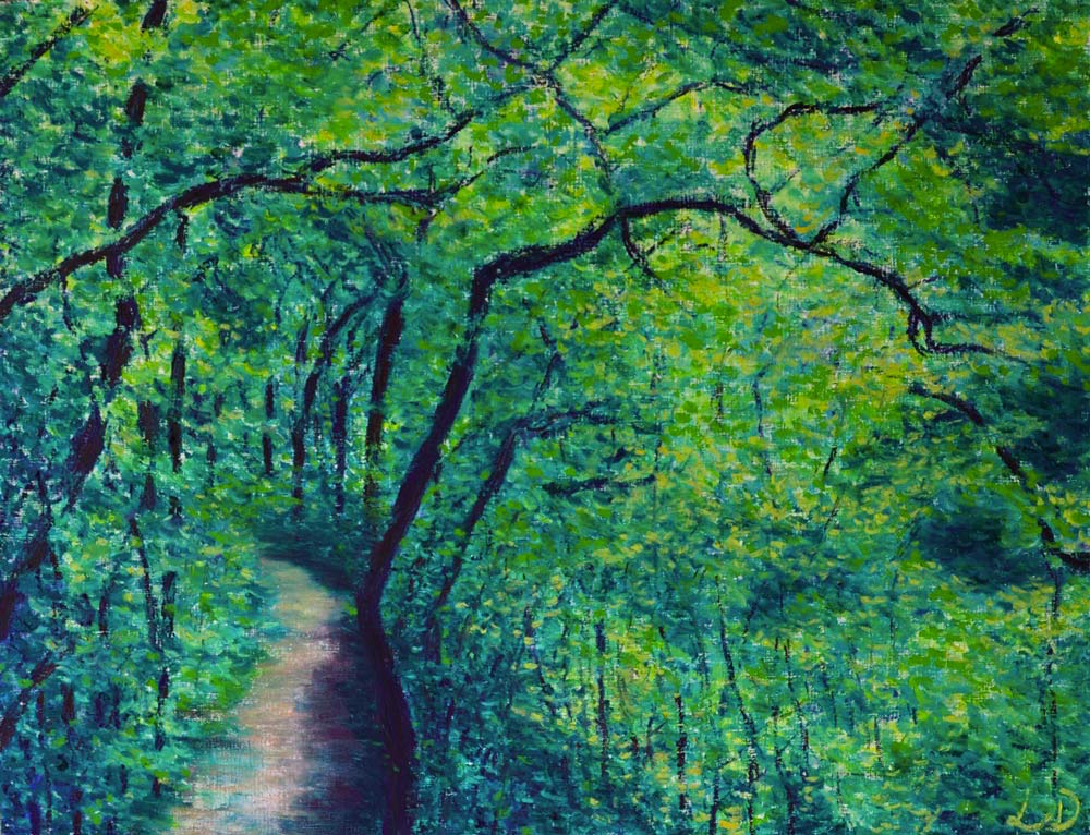 Forêt, l'Allondon. Pastel à l'huile sur papier, 50x65, 2015