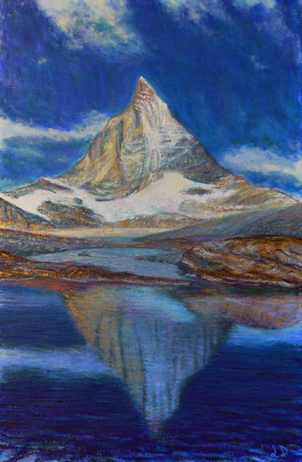 Matterhorn, from Trockener Steg. Oil on canvas, 100x60, 2018