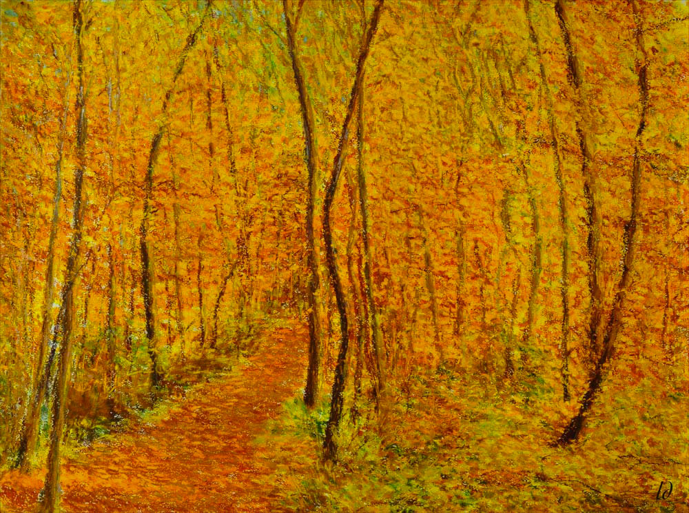 Forêt, la Lignière, 2. Pastel à l'huile sur papier, 75x60, 2016