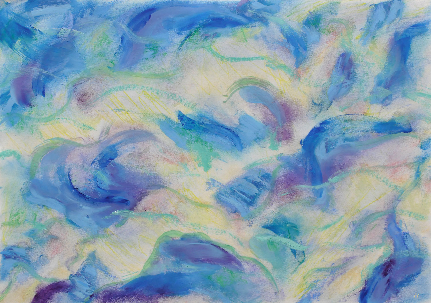Etude de nuages, 6. Crayon de couleur, pastel tendre et huile sur papier, 30x42, 2021