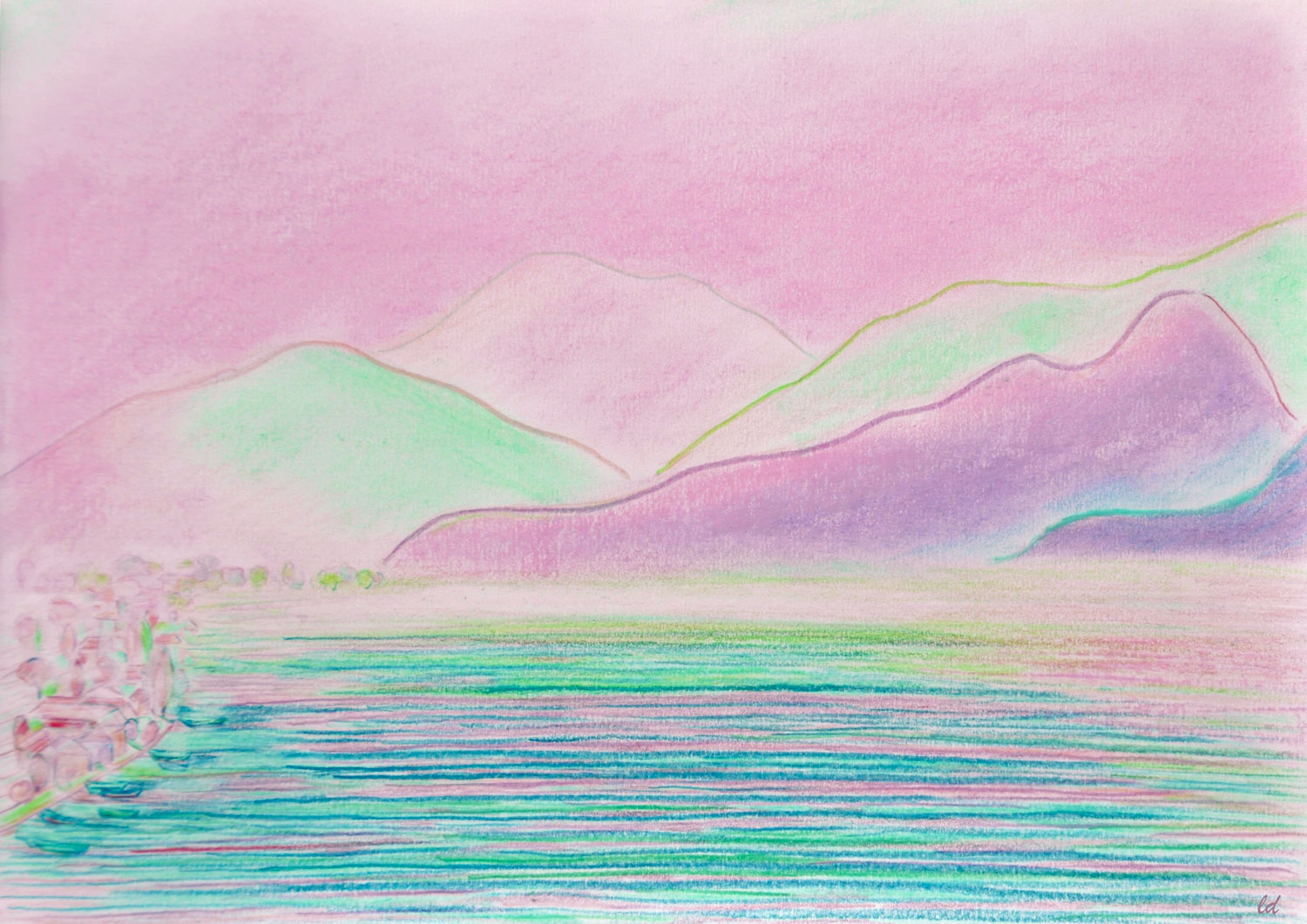 Riva San Vitale, 5. Crayon de couleur et pastel sur papier, 21x29, 2021