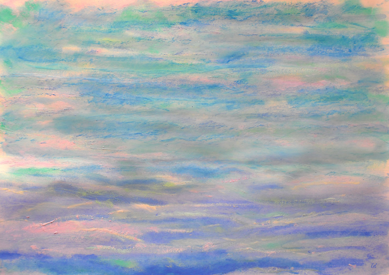 Etude de nuages, 7. Huile et pastel tendre sur papier, 30x42, 2021