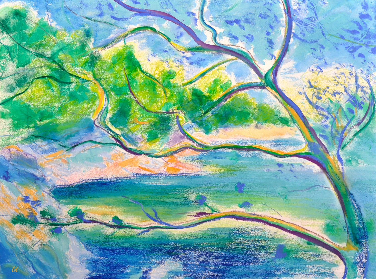 Entre Beg-Meil et le Cap Coz, 5. Huile et pastel tendre sur papier, 56x76, 2021
