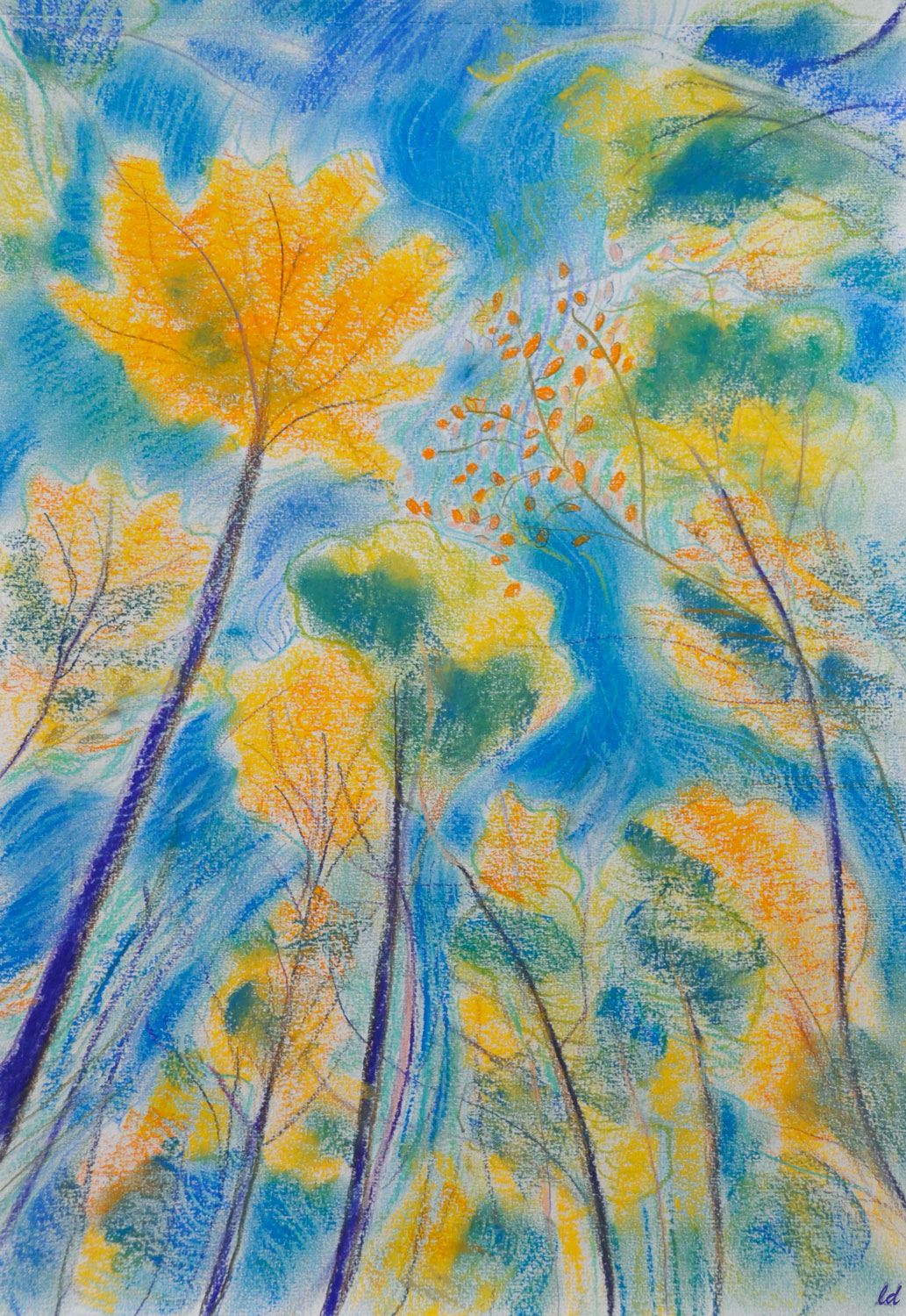 Forêt, 2. Crayon de couleur et pastel sur papier. 42x30, 2022