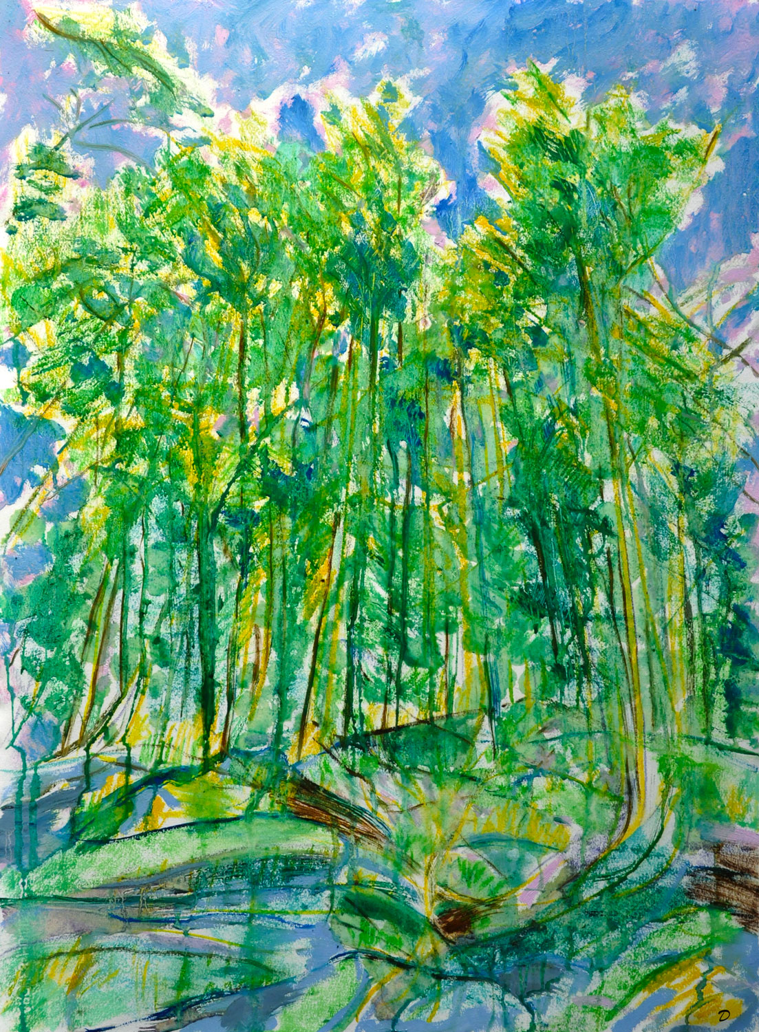 moments de forêt, 2. Huile et pastel sur papier, 76x56, 2021