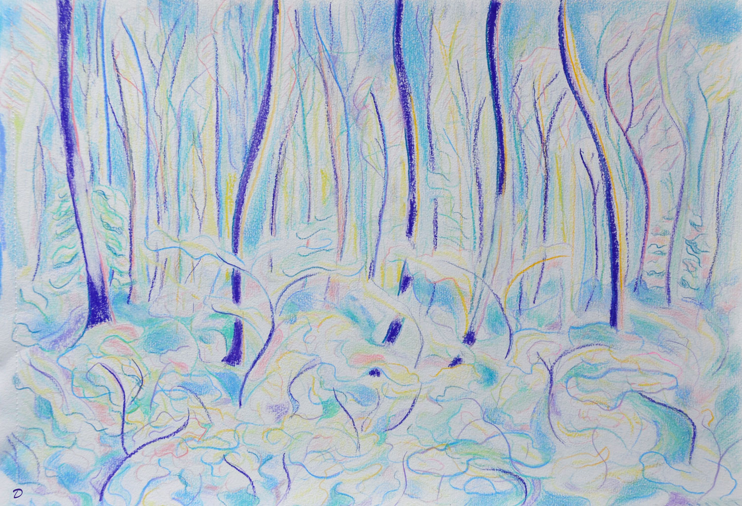 Le bois du Sépey, 5. Crayon de couleur et pastel sur papier. 30x42, 2022