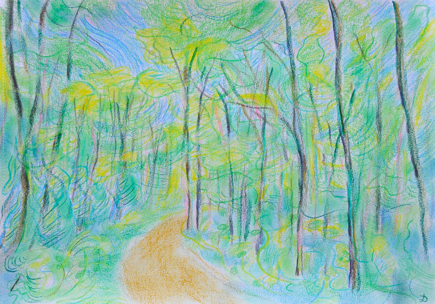 Le bois du Sépey, 7. Crayon de couleur et pastel sur papier. 30x42, 2022