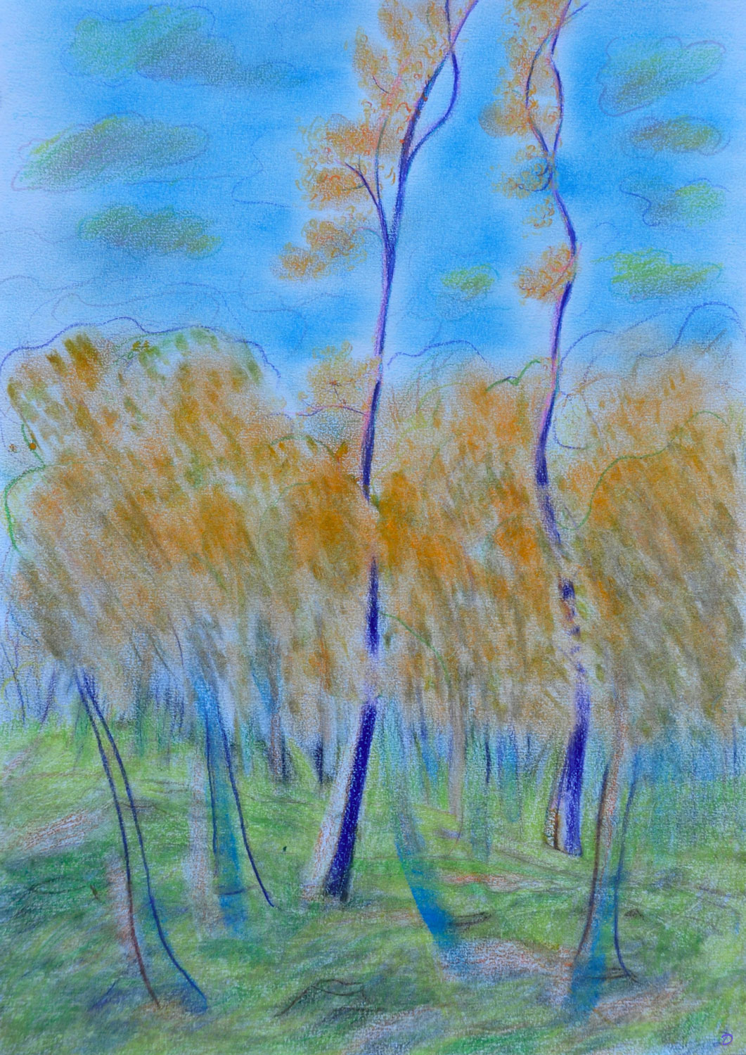 Le bois du Sépey, 13. Crayon de couleur et pastel sur papier. 42x30, 2022