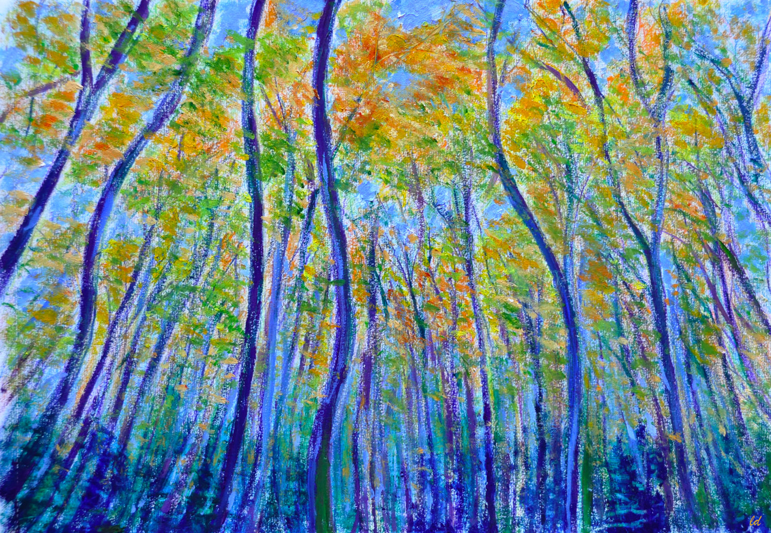 Le bois du Sépey, 15. Crayon de couleur, pastel tendre et huile sur papier. 42x30, 2022