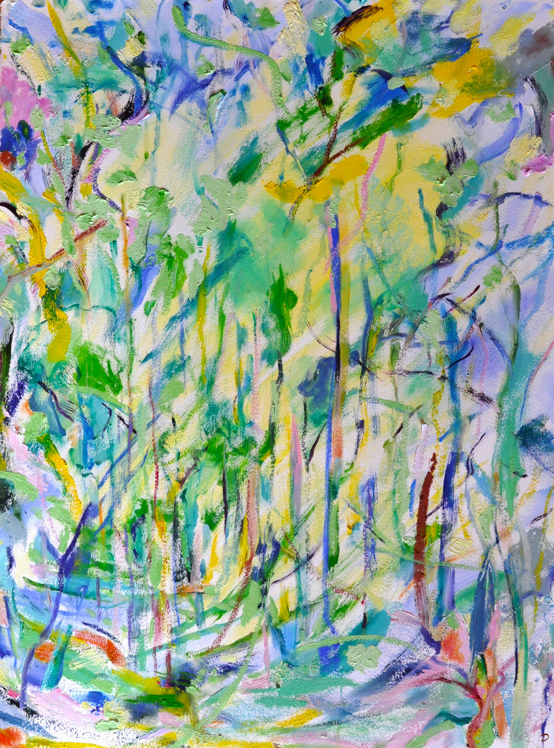 Forêt, 4. Huile et pastel tendre sur papier, 76x56, 2022