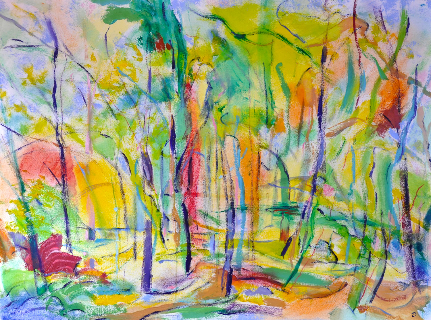 Forêt, 5. Huile et pastel tendre sur papier, 56x76, 2022