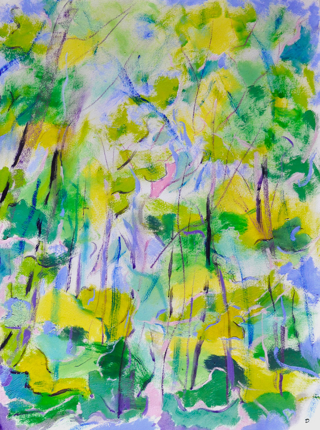 Forêt, 6. Huile et pastel tendre sur papier, 76x56, 2023