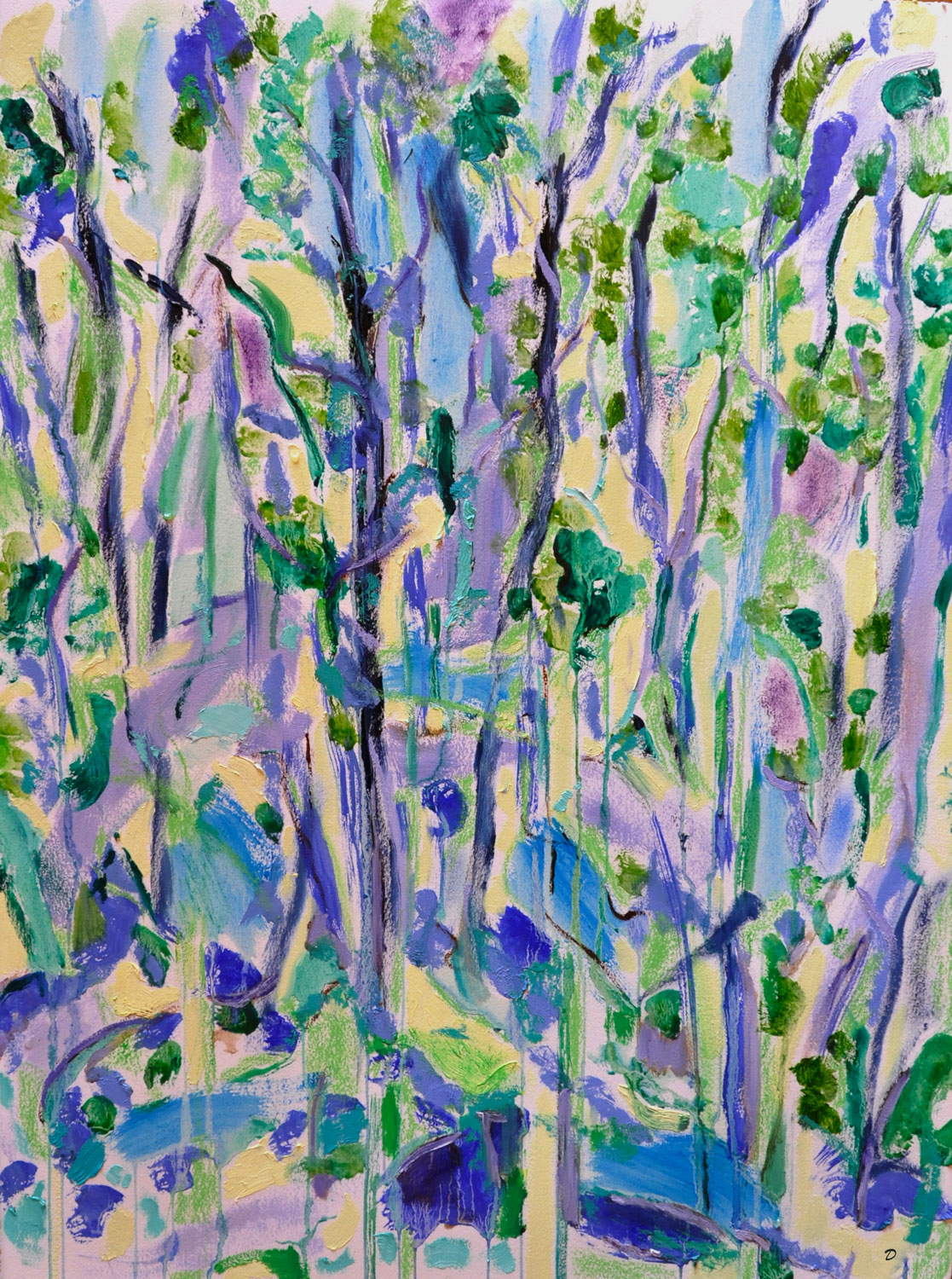 Forêt, 7. Huile et pastel tendre sur papier, 76x56, 2023