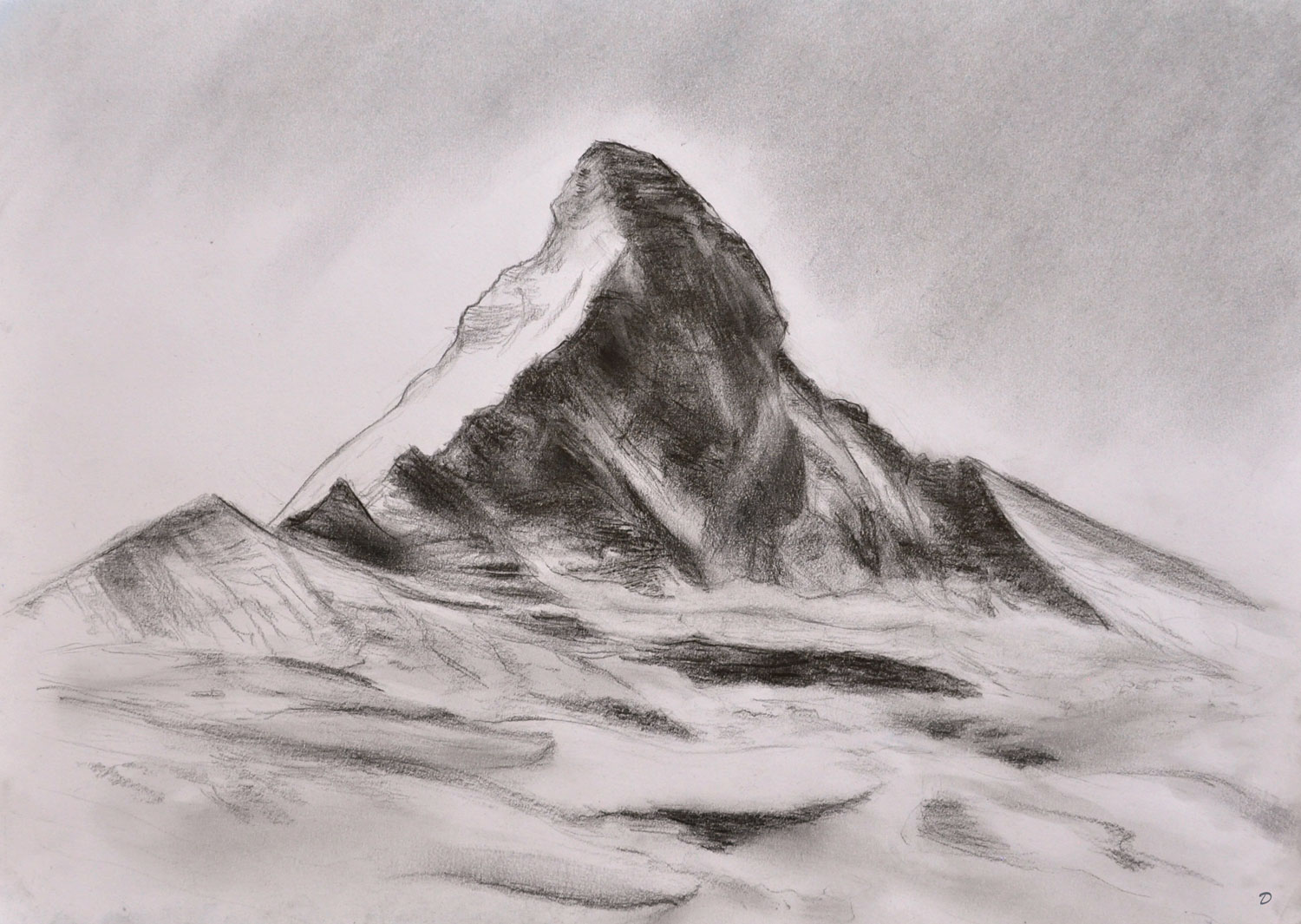 Matterhorn, face nord. Crayon et pastel tendre sur papier, 30x42, 2023