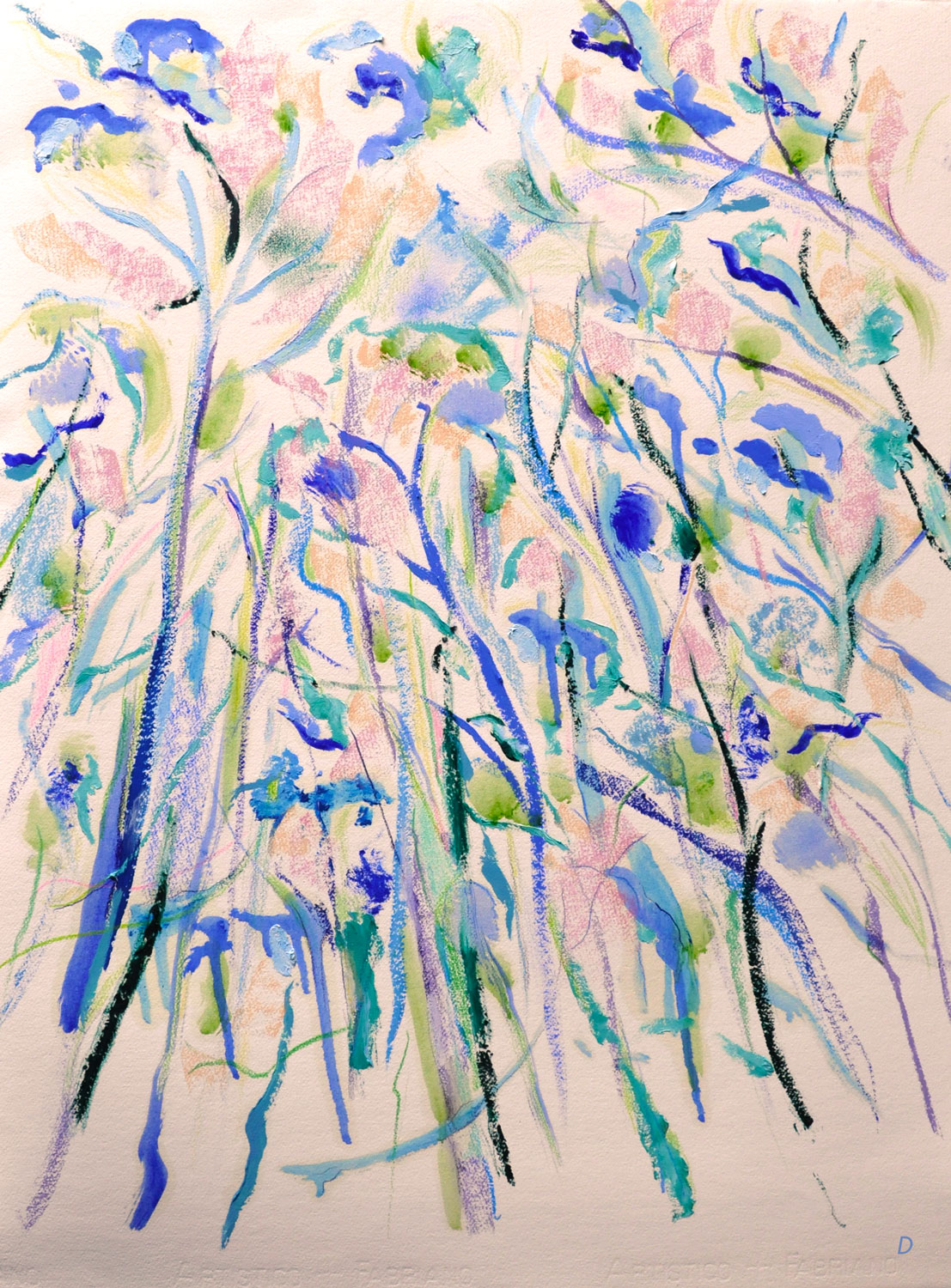 moments de forêt, 13. Huile, pastel à l'huile, pastel tendre et crayon de couleur sur papier. 76x56, 2023