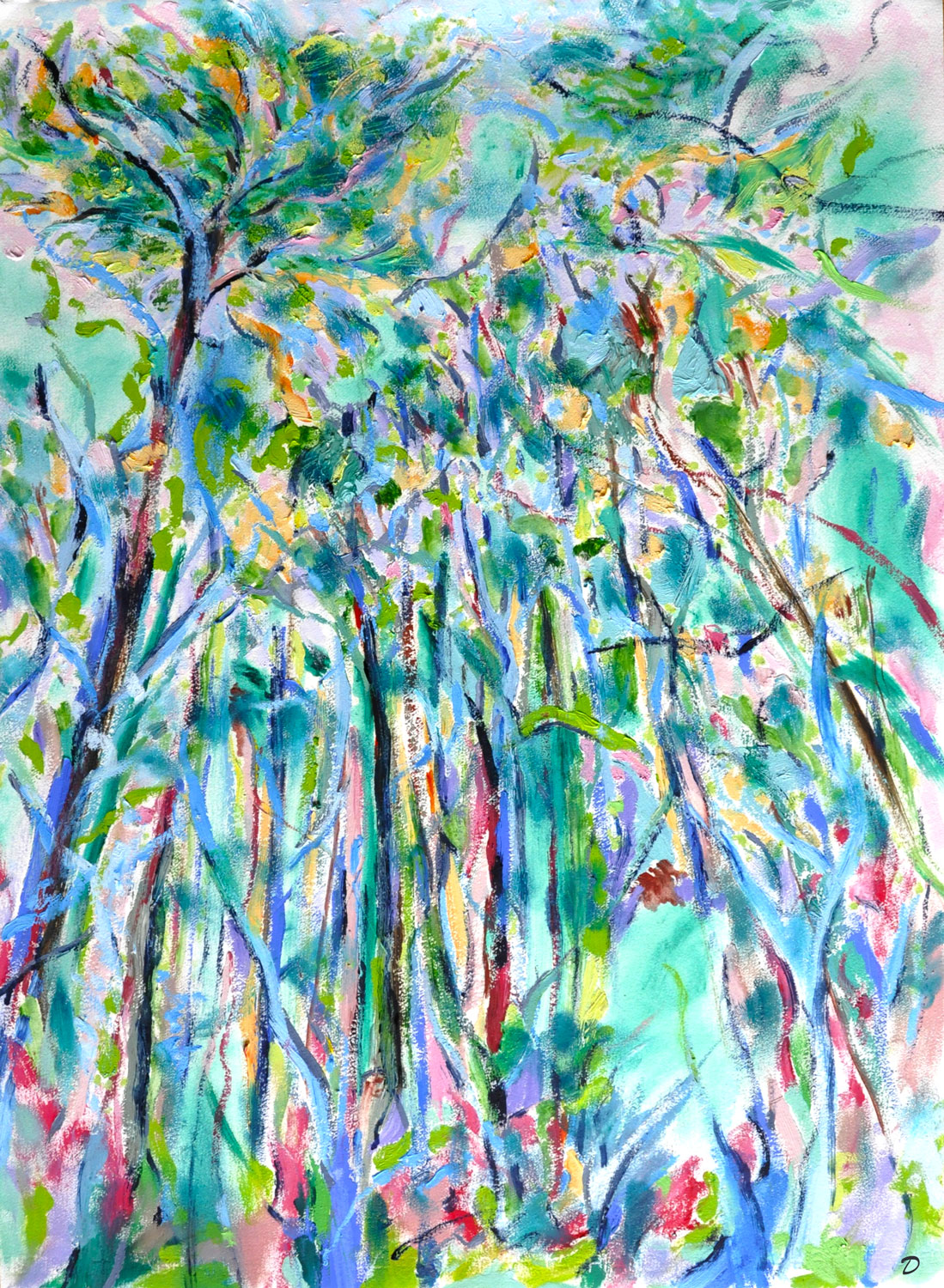 moments de forêt, 14. Huile et pastel à l'huile sur papier. 76x56, 2023