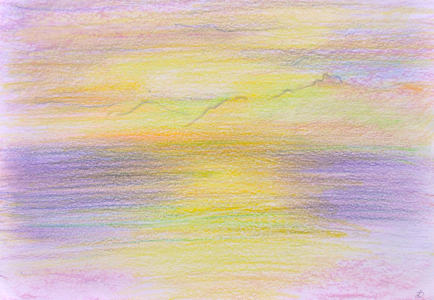Loin Port-Vendres 11, Crayon de couleur et pastel tendre sur papier, 15x21, 2023