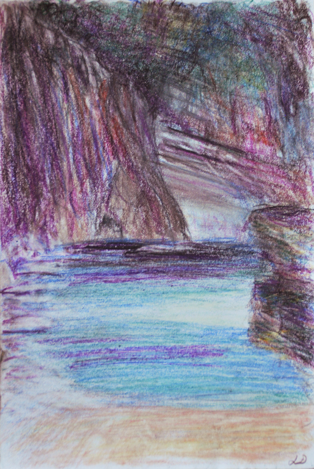 Cala Gonone, 4. Crayon et craie à la cire sur papier, 17x12, 2017