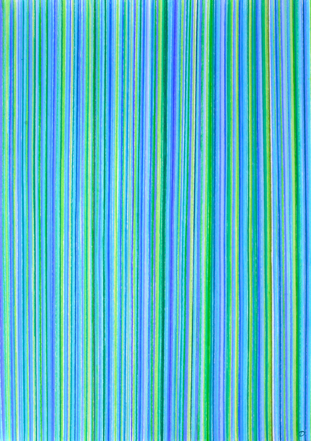 lignes 1. Crayon de couleur et pastel à la cire sur papier, 42x30, 2025