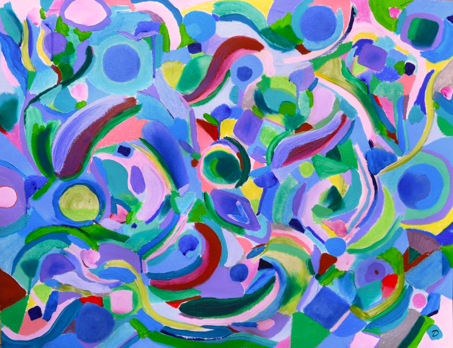 moments de forêt, 32. Crayon de couleur, aquarelle, pastel à la cire, pastel tendre, acrylique et huile sur papier, 50x65, 2026