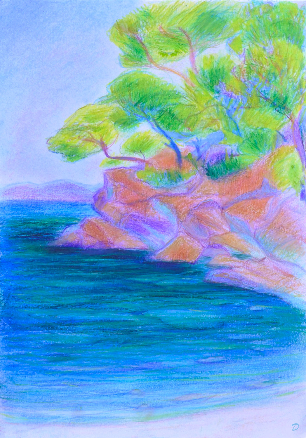 Pramousquier, 51. Crayon de couleur et pastel tendre sur papier, 29 x21, 2026