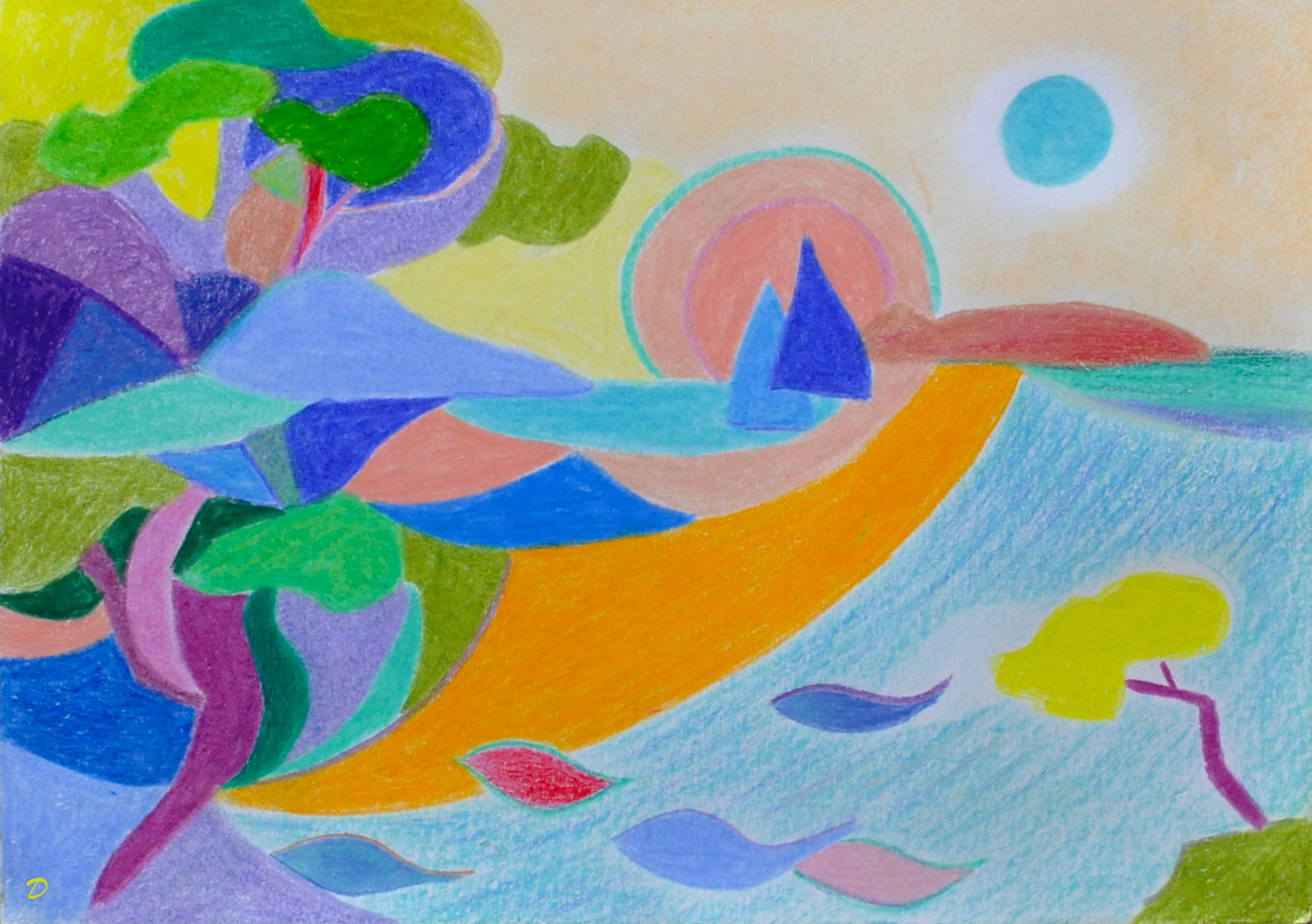 Pramousquier, 62. Crayon de couleur et pastel tendre sur papier, 15x21, 2026