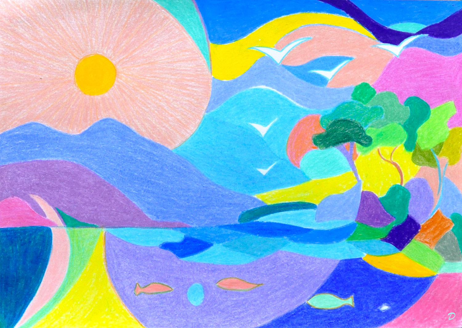 Pramousquier, 63. Crayon de couleur sur papier, 21x29, 2026