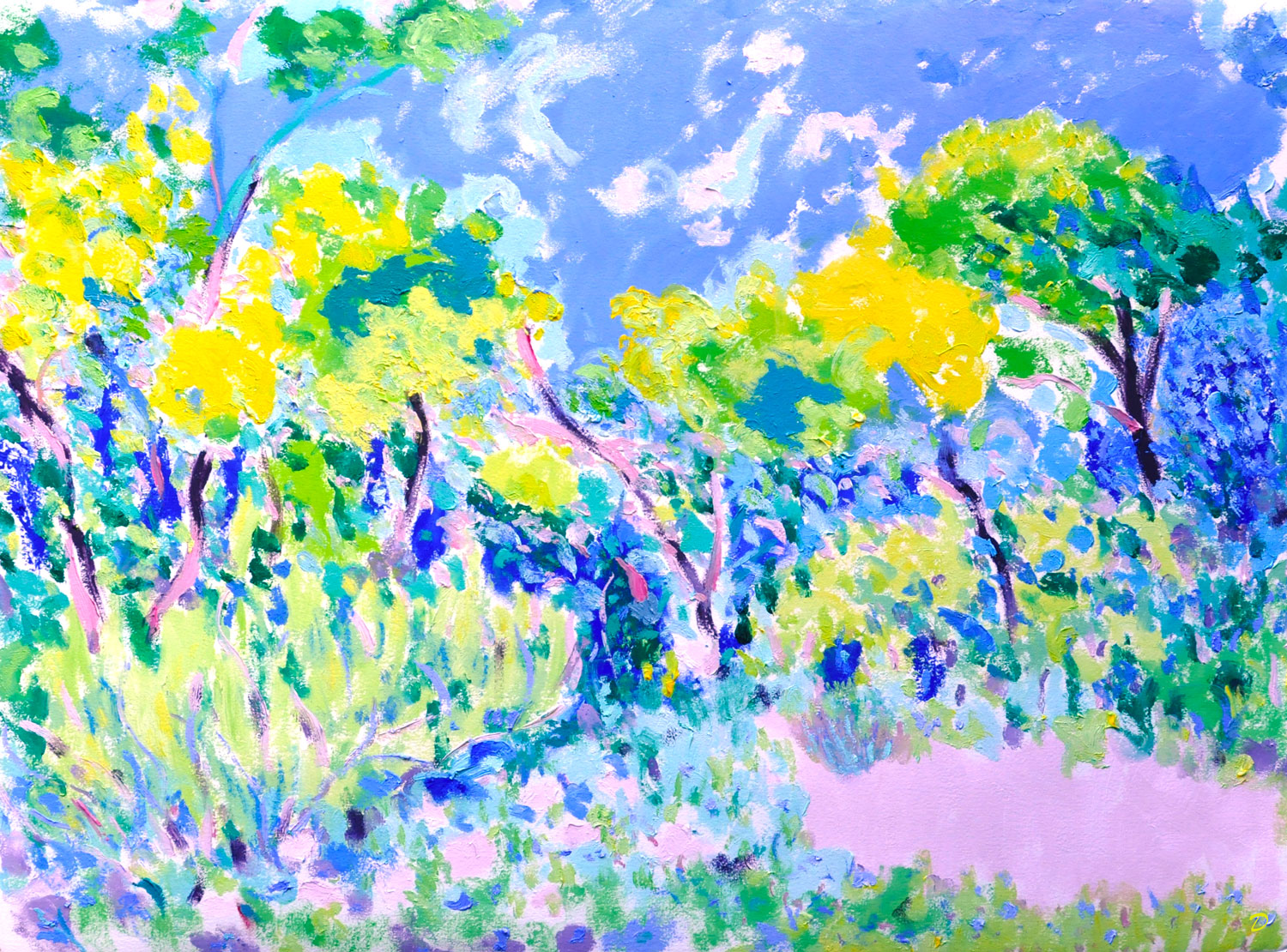 Matin sur la dune blanche, Pramousquier. Huile sur papier, 56x76, 2026