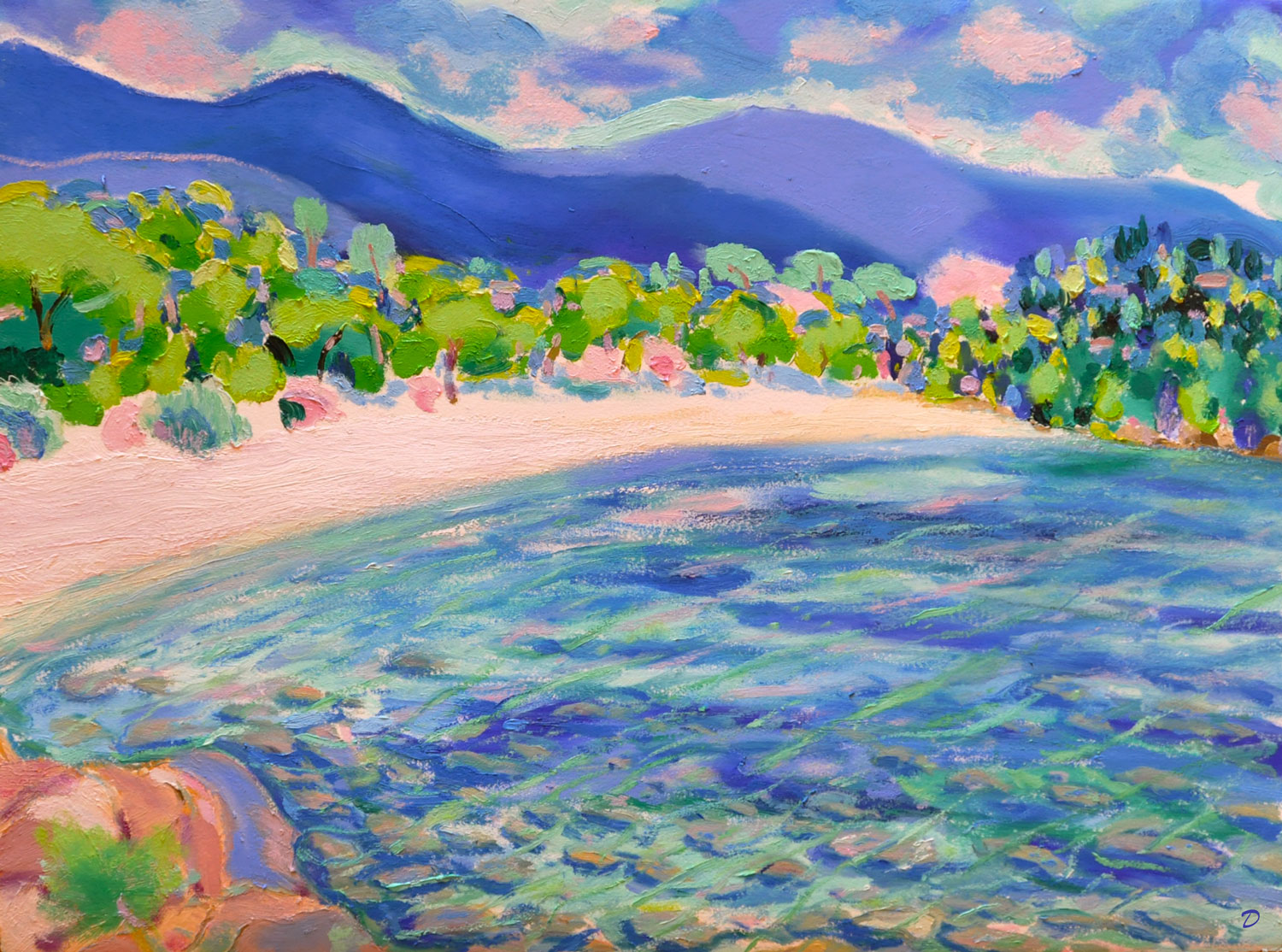 La baie de Pramousquier. Huile sur papier, 56x76, 2026